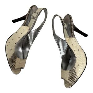 Calvin Klein Collection Cream and Brown Sling Back Heels